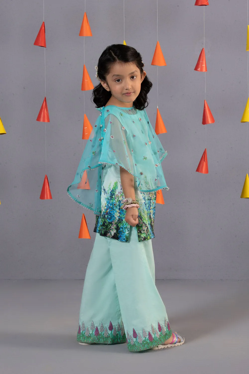 2 Piece - Embroidered Net Suit