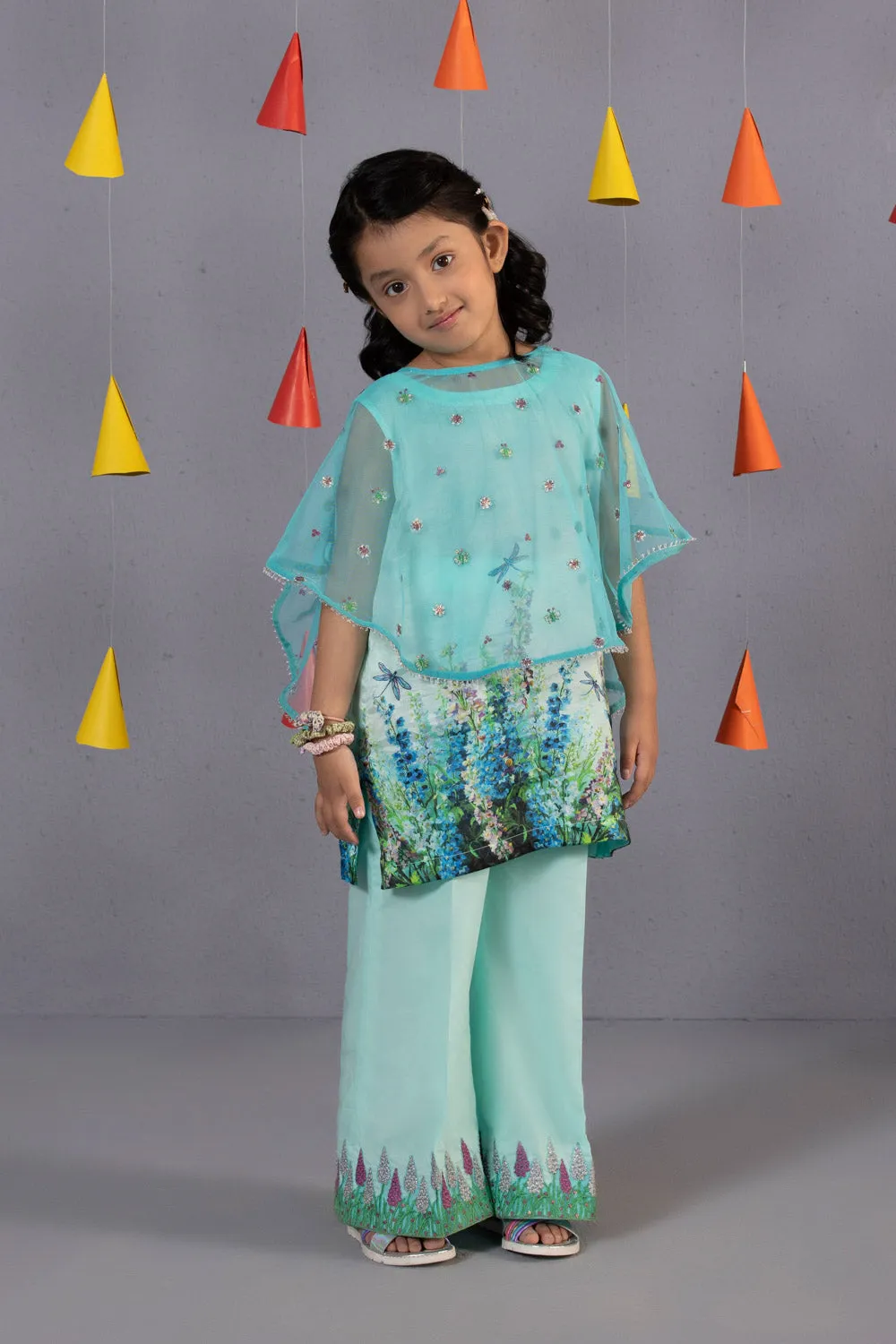 2 Piece - Embroidered Net Suit