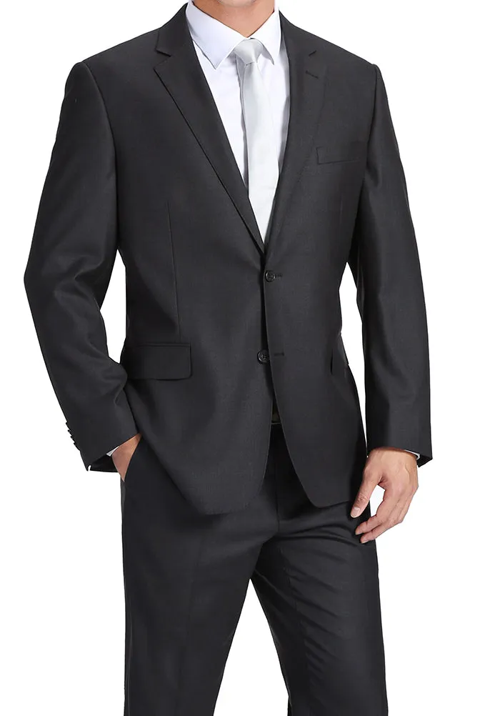 (36R, 40L, 42R, 52L) 100% Virgin Wool Regular Fit Charcoal Suit
