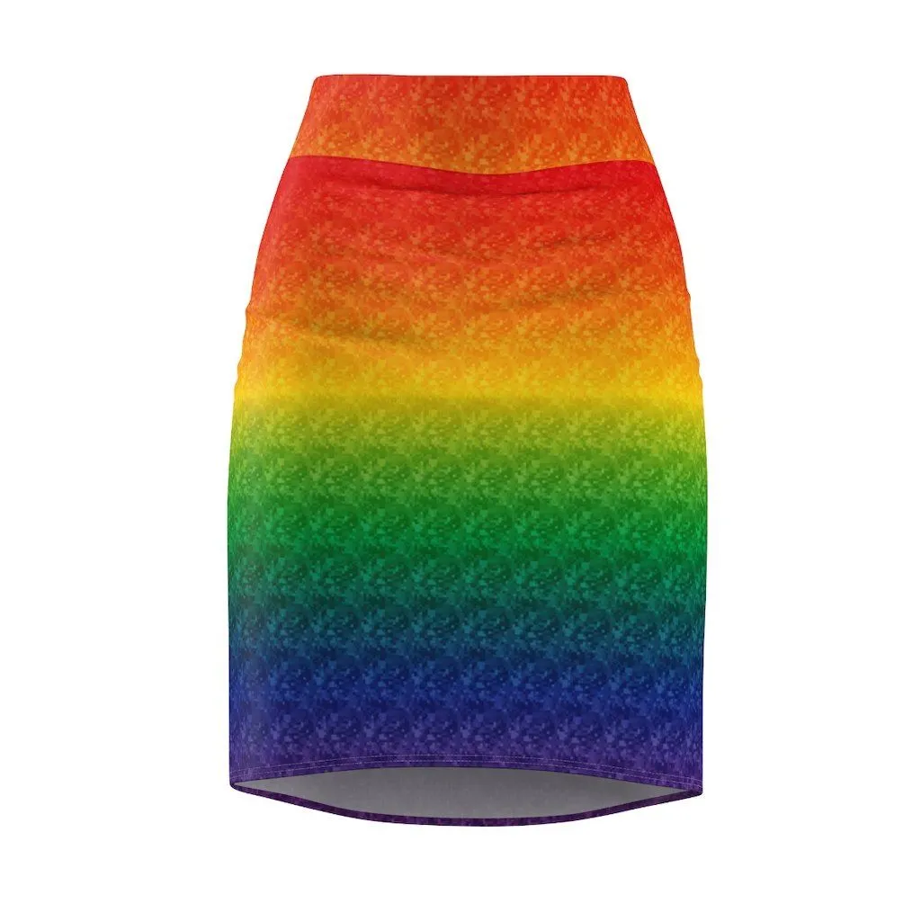 65 MCMLXV Women's LGBT Pride Rainbow Pixel Print Pencil Skirt