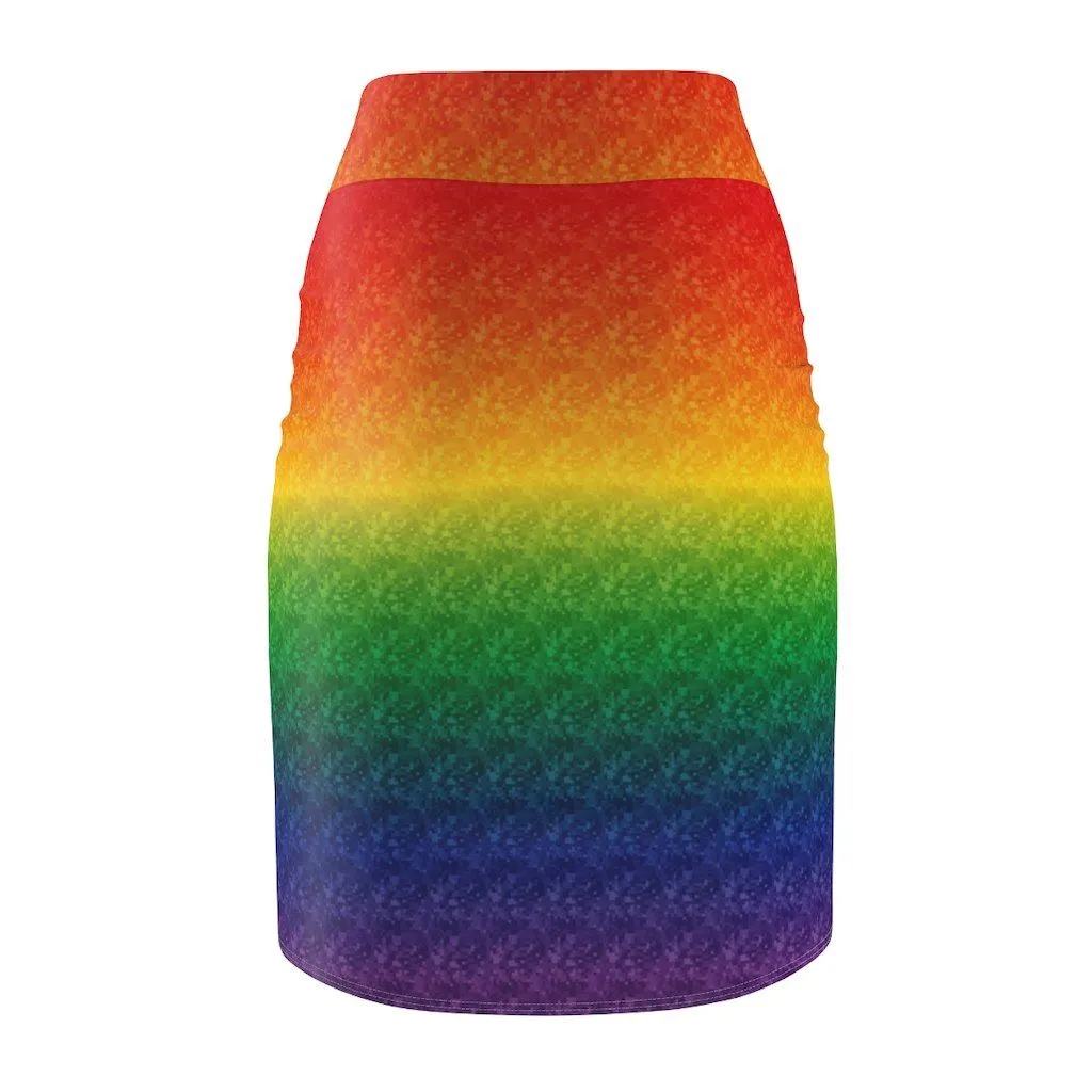 65 MCMLXV Women's LGBT Pride Rainbow Pixel Print Pencil Skirt