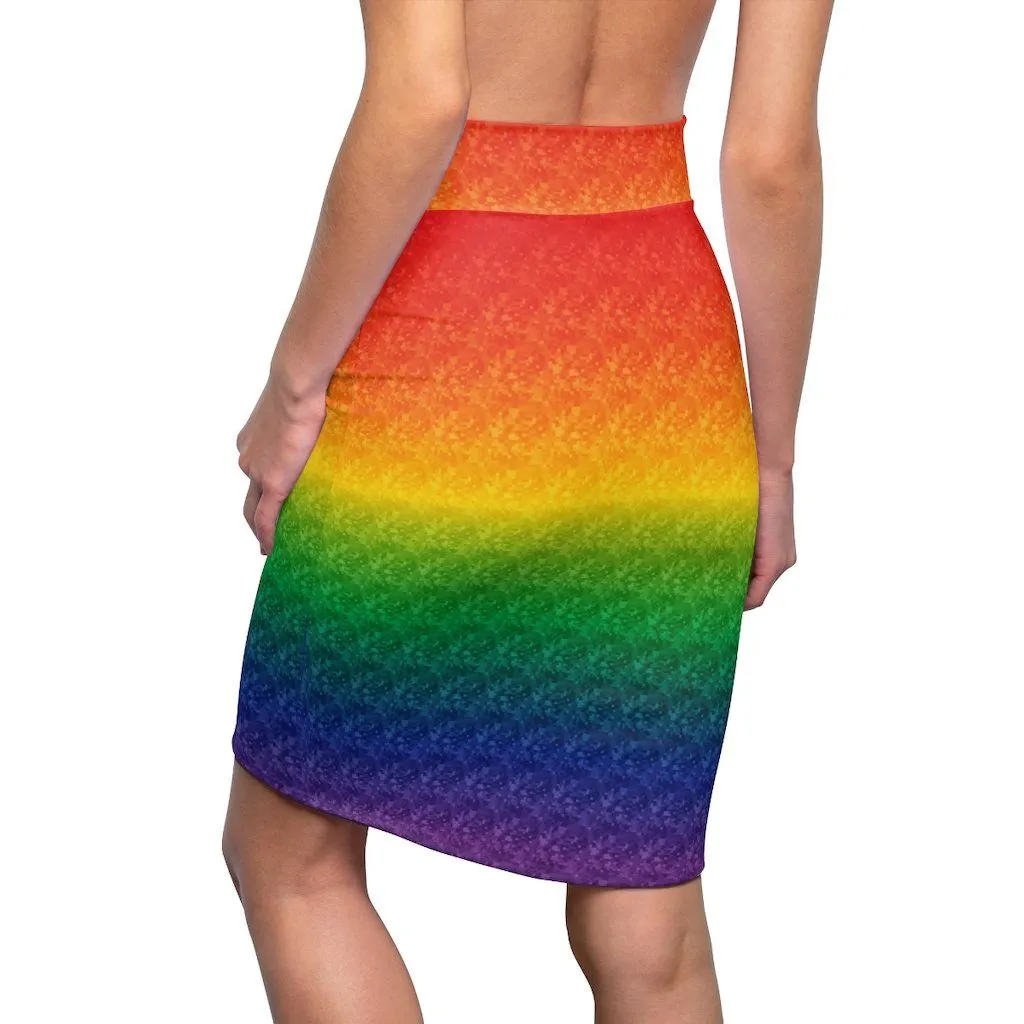 65 MCMLXV Women's LGBT Pride Rainbow Pixel Print Pencil Skirt