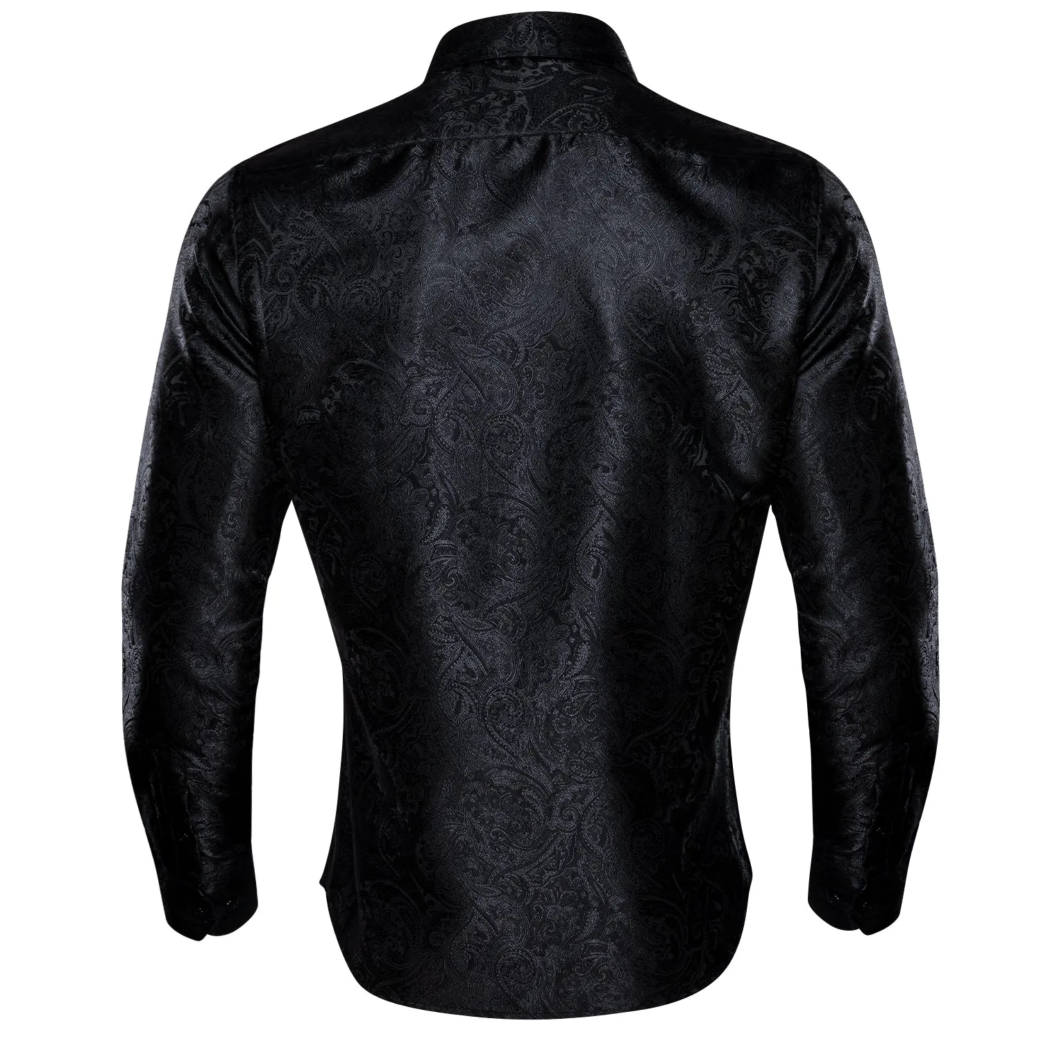 Barry.wang Black Floral Silk Men's Shirt