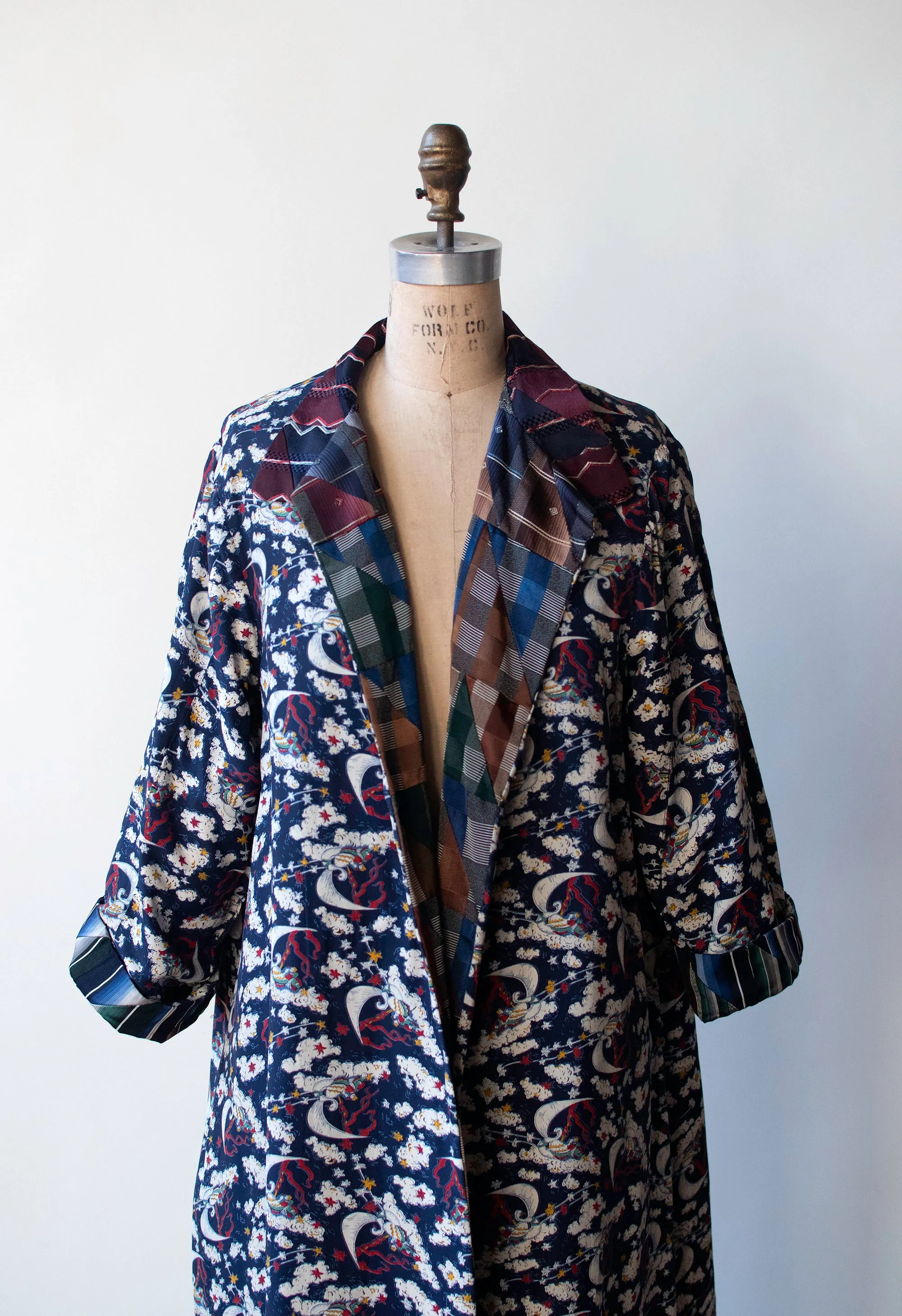 Bespoke Patchwork Tie / Celestial print  Coat