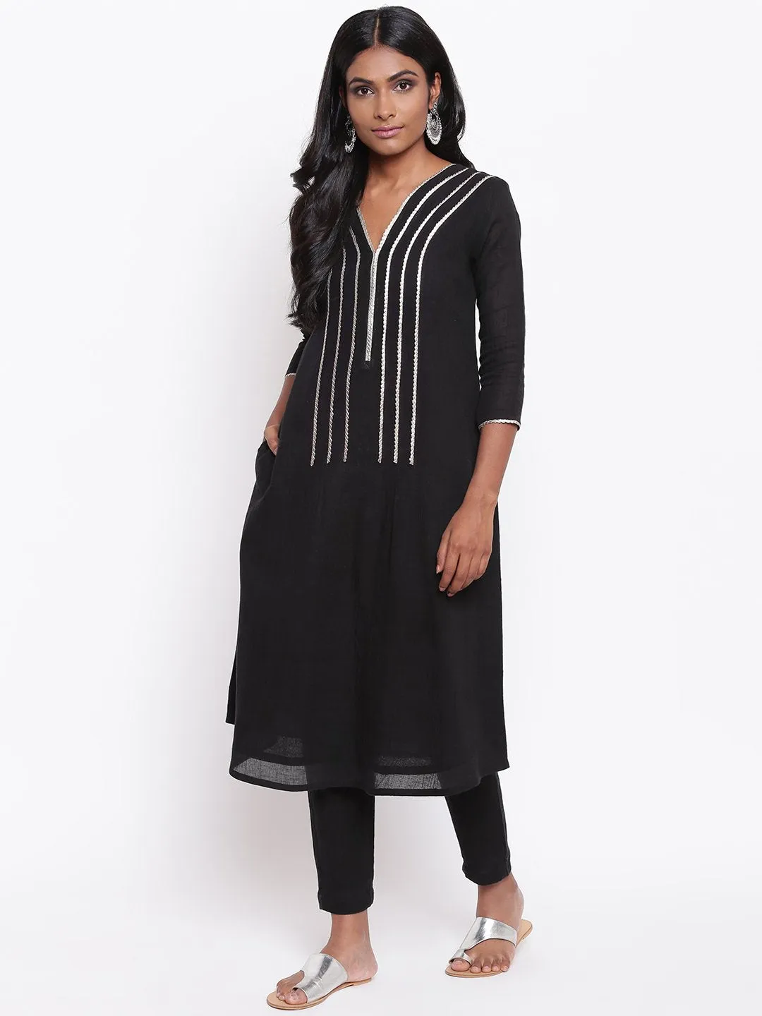 Black Gota Kurta Set