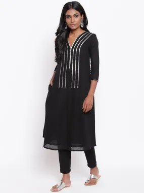 Black Gota Kurta Set