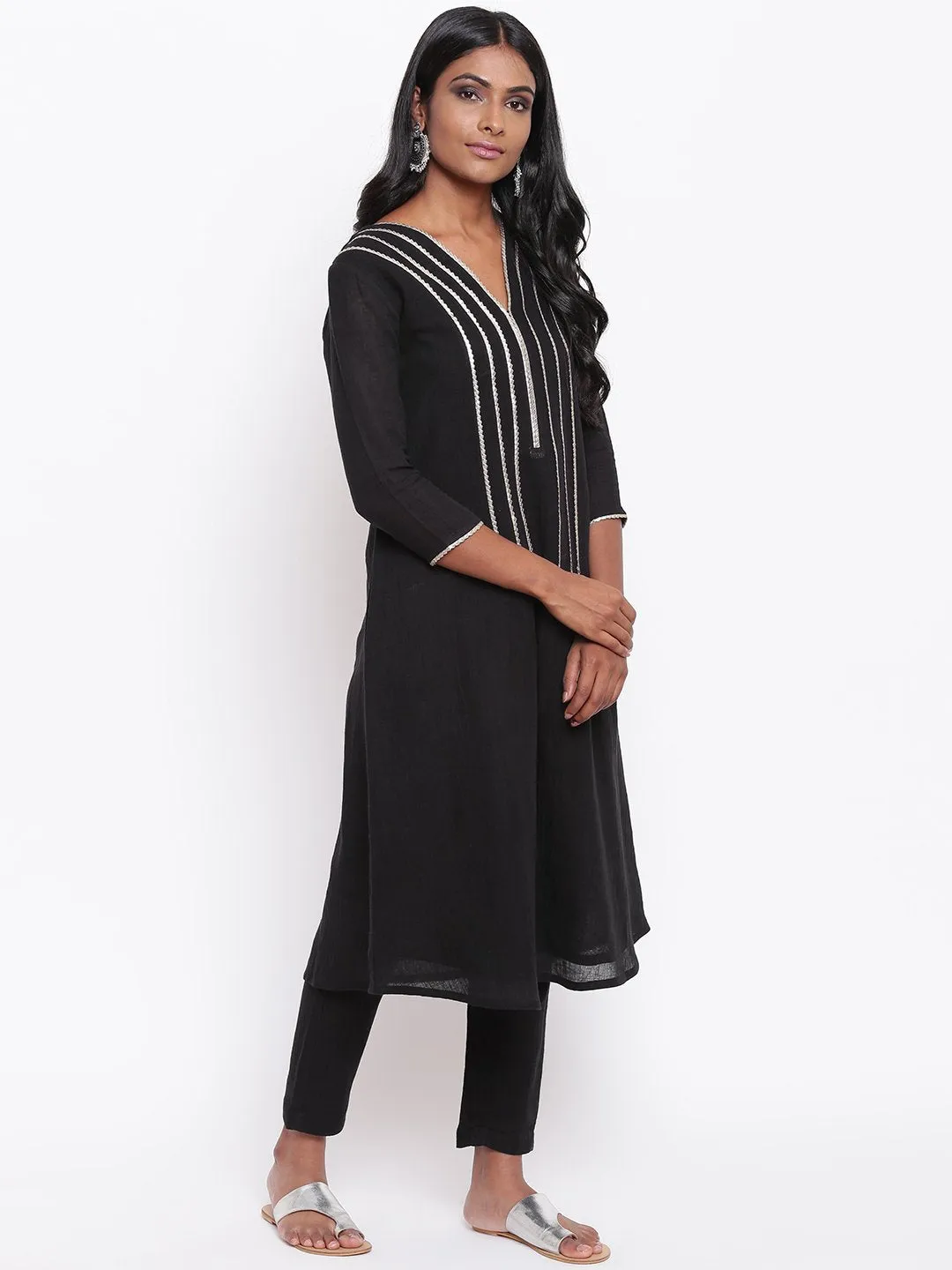 Black Gota Kurta Set
