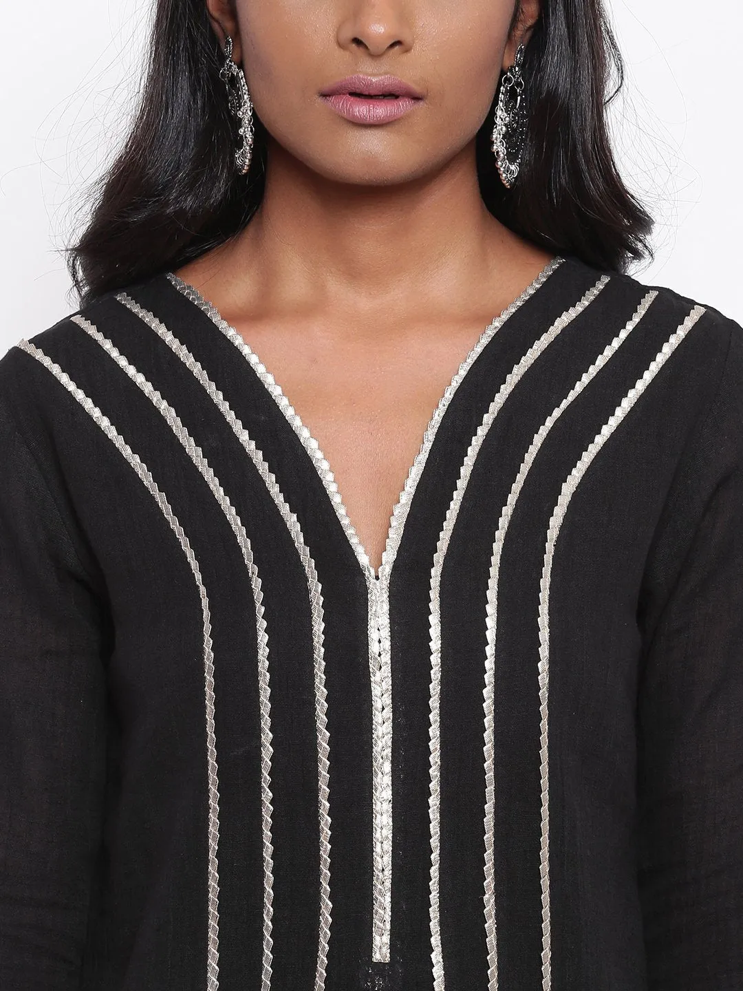 Black Gota Kurta Set