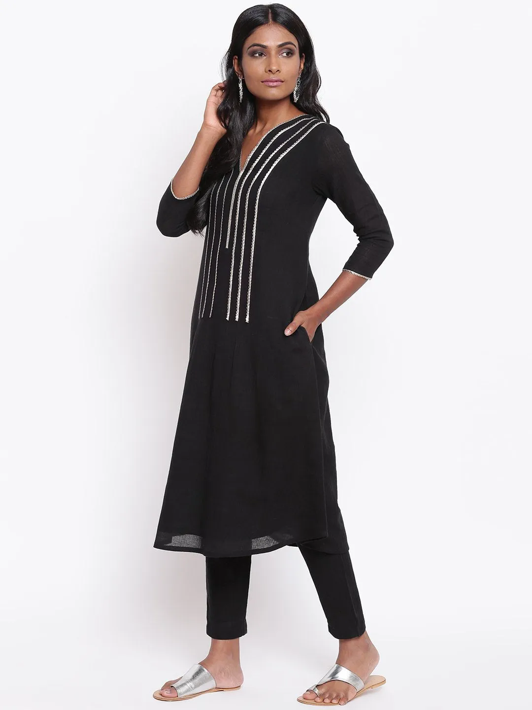 Black Gota Kurta Set