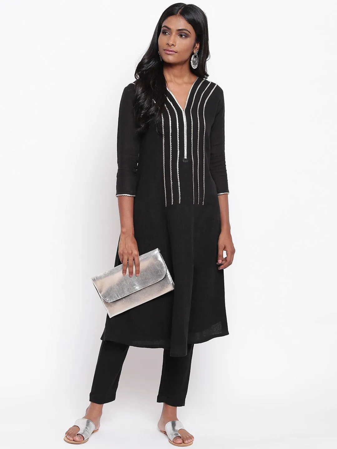 Black Gota Kurta Set