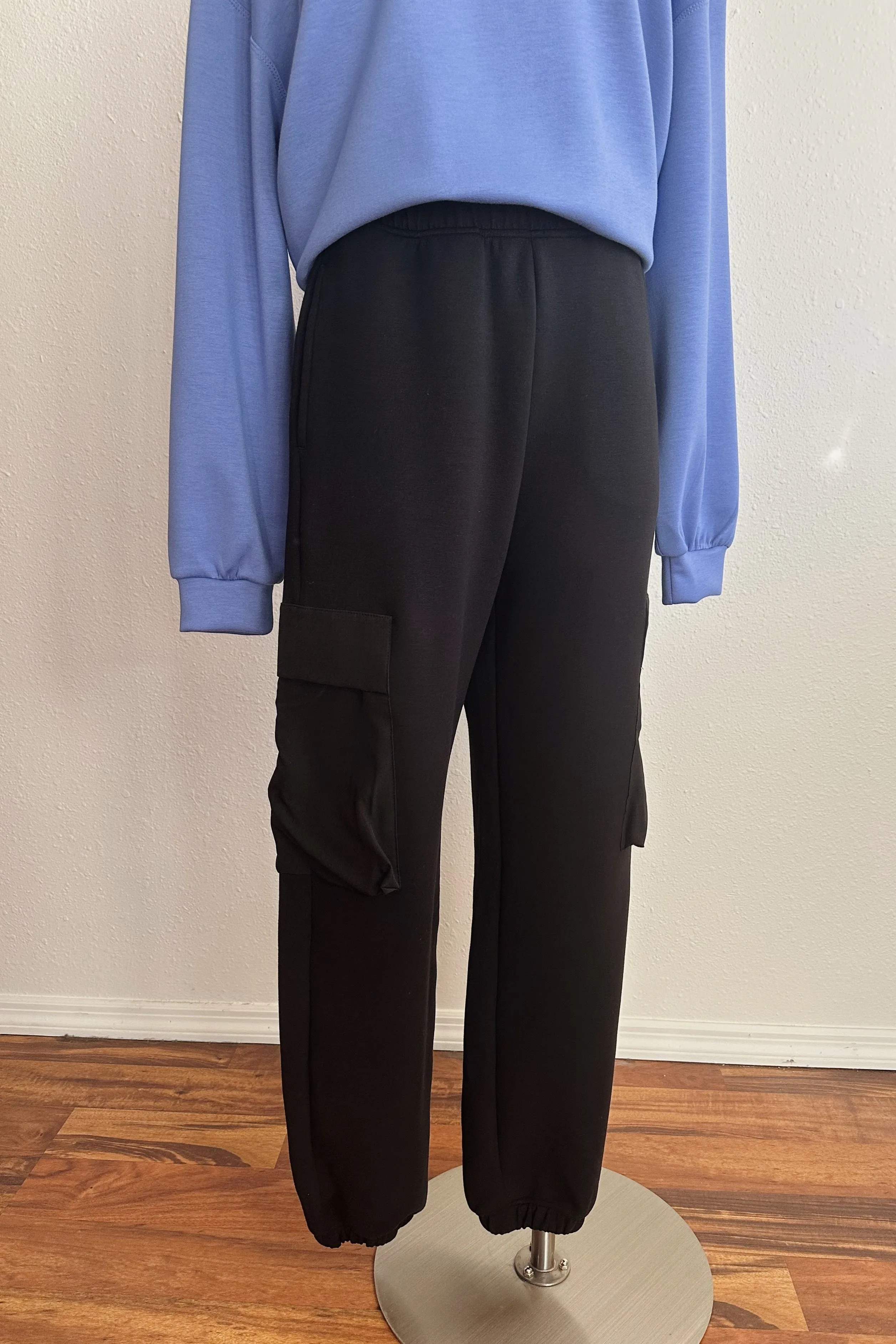 Black Scuba Cargo Sweatpants