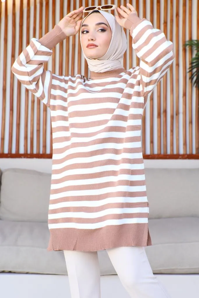 BNG Women -75 Striped Knit Tunic Mink - Clermont