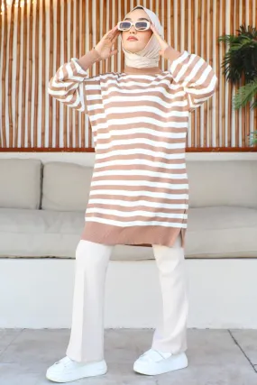 BNG Women -75 Striped Knit Tunic Mink - Clermont