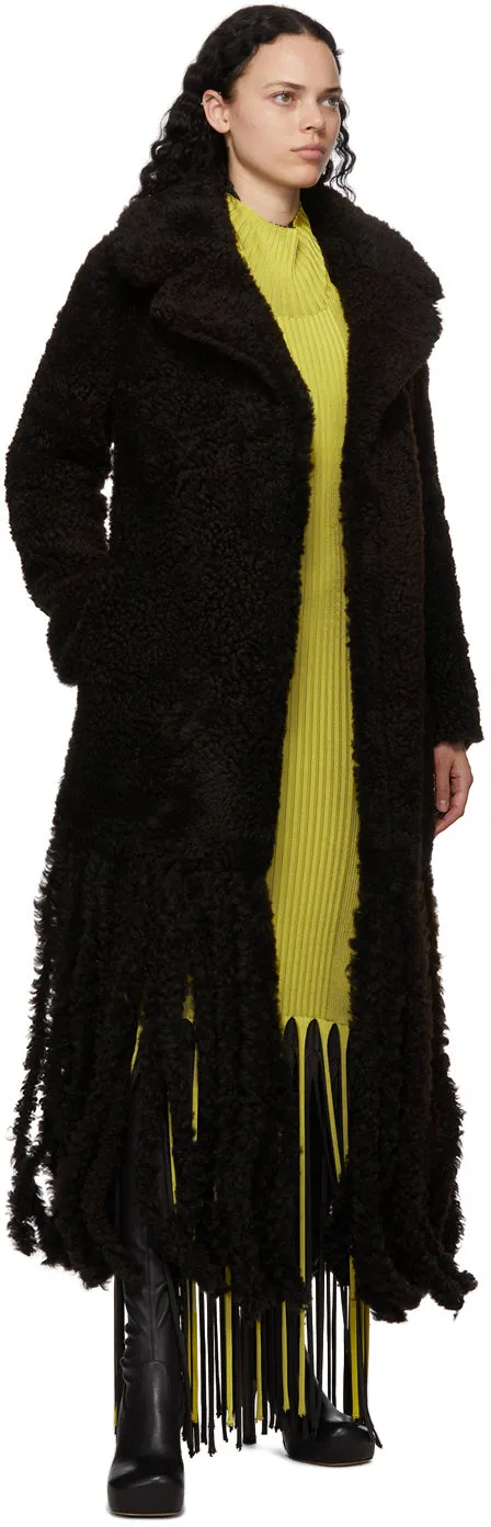 Bottega Veneta Brown Shearling Teddy Fringe Coat