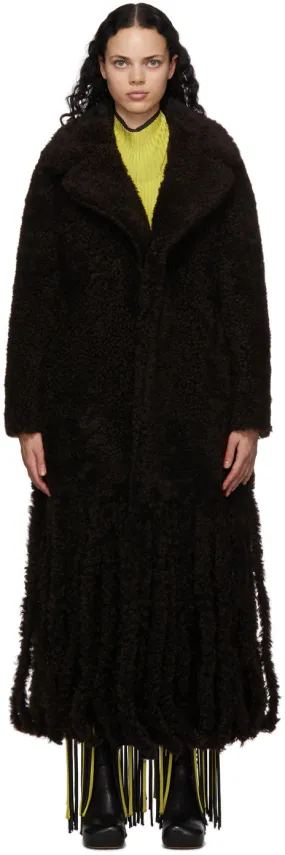 Bottega Veneta Brown Shearling Teddy Fringe Coat