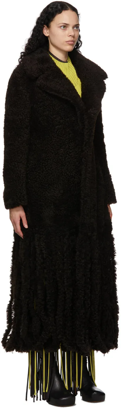 Bottega Veneta Brown Shearling Teddy Fringe Coat