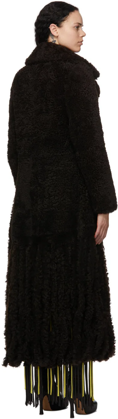 Bottega Veneta Brown Shearling Teddy Fringe Coat