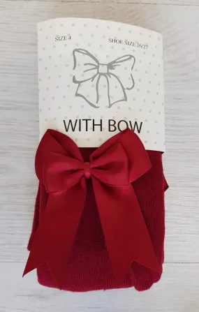 Burgundy bow tights