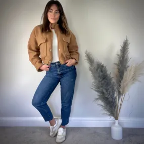 CAMEL TEXTURED BOMBER JACKET
