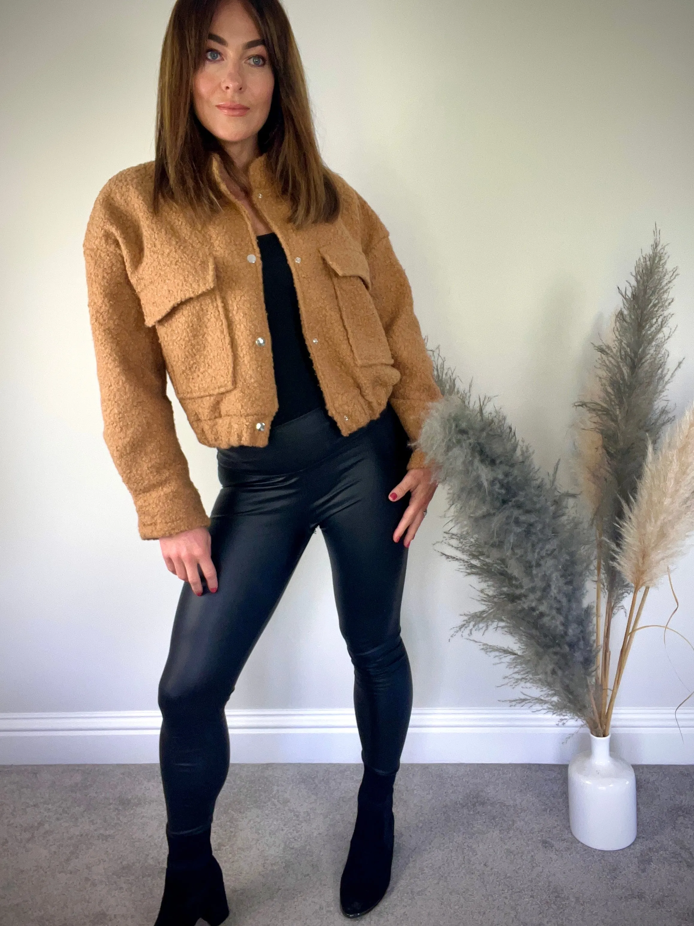 CAMEL TEXTURED BOMBER JACKET