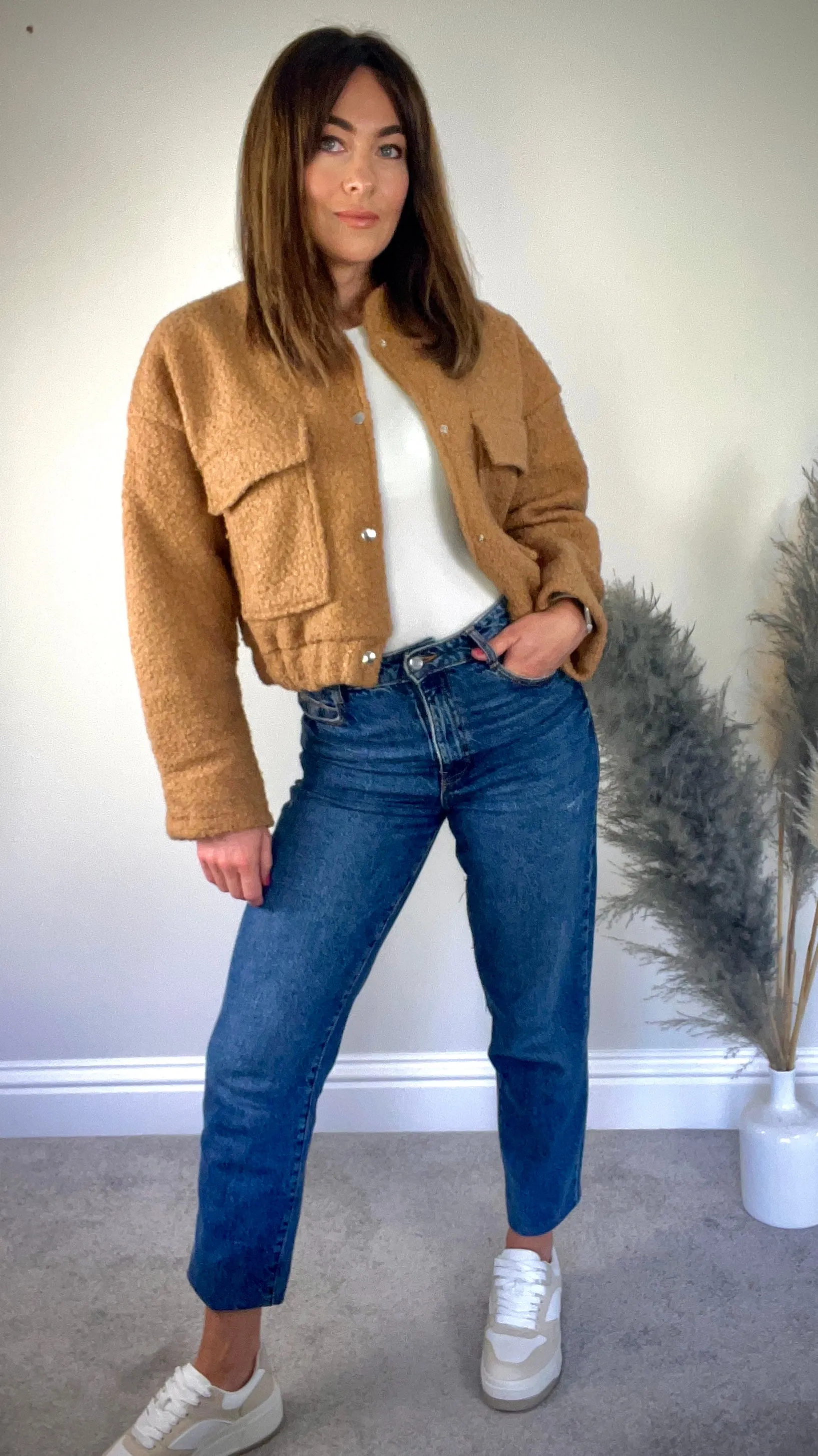 CAMEL TEXTURED BOMBER JACKET