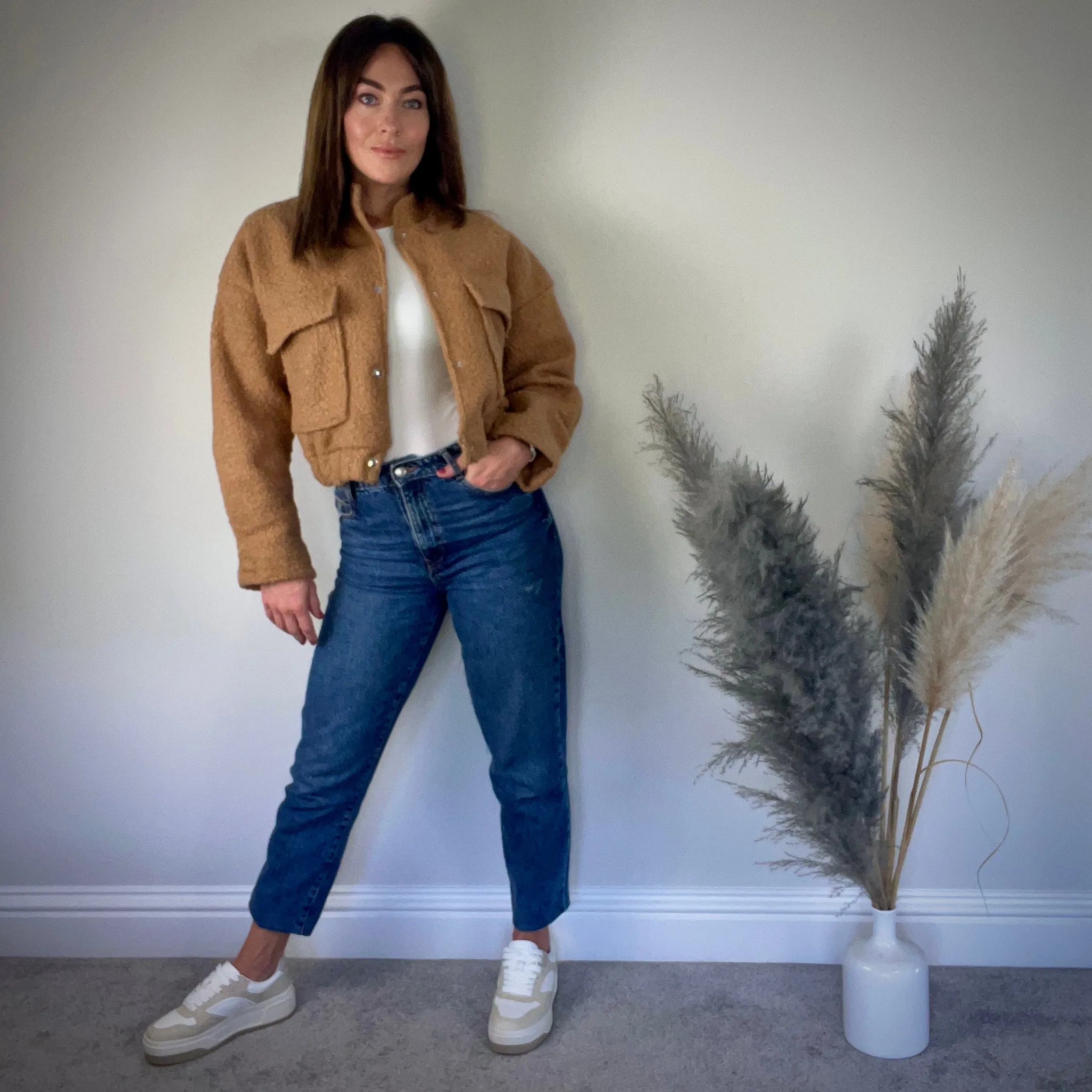 CAMEL TEXTURED BOMBER JACKET