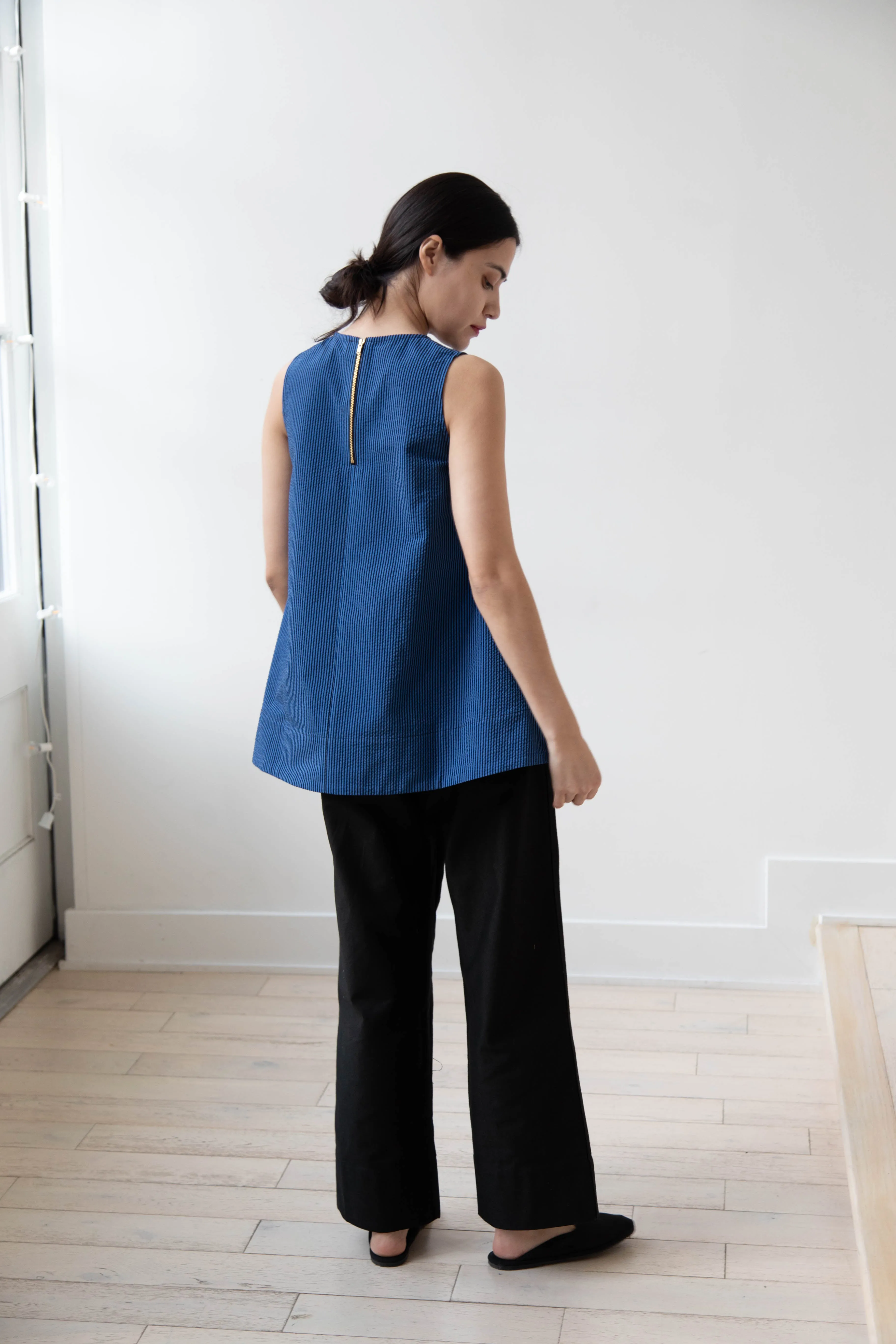 Caron Callahan | Tent Top in Cobalt Seersucker