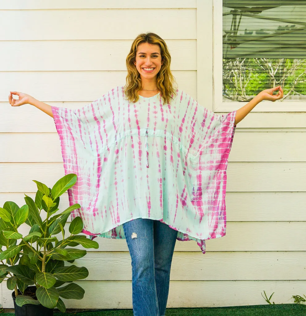 Cotton Candy Sky Hand Dyed Tunic Kaftan Blouse Oversize Top