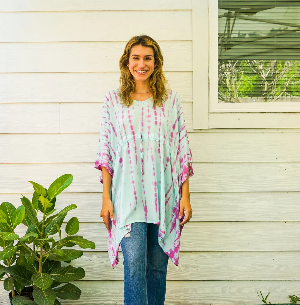 Cotton Candy Sky Hand Dyed Tunic Kaftan Blouse Oversize Top