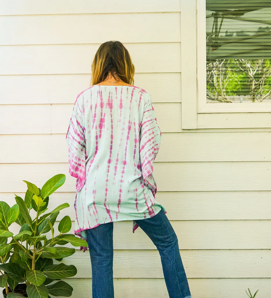 Cotton Candy Sky Hand Dyed Tunic Kaftan Blouse Oversize Top