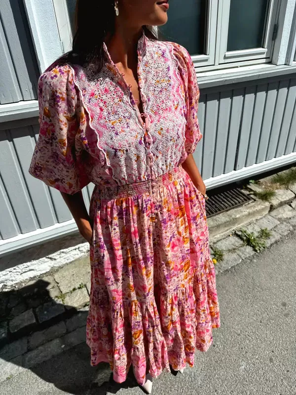 Cotton Slub Midi Dress in Hydrangea
