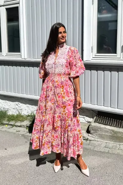 Cotton Slub Midi Dress in Hydrangea