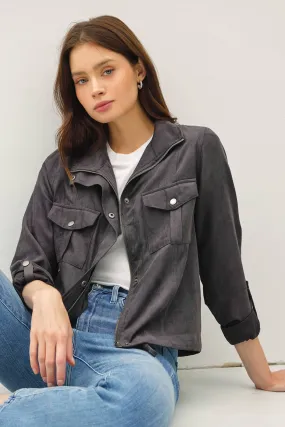 Cropped Utility Jacket - Charcoal