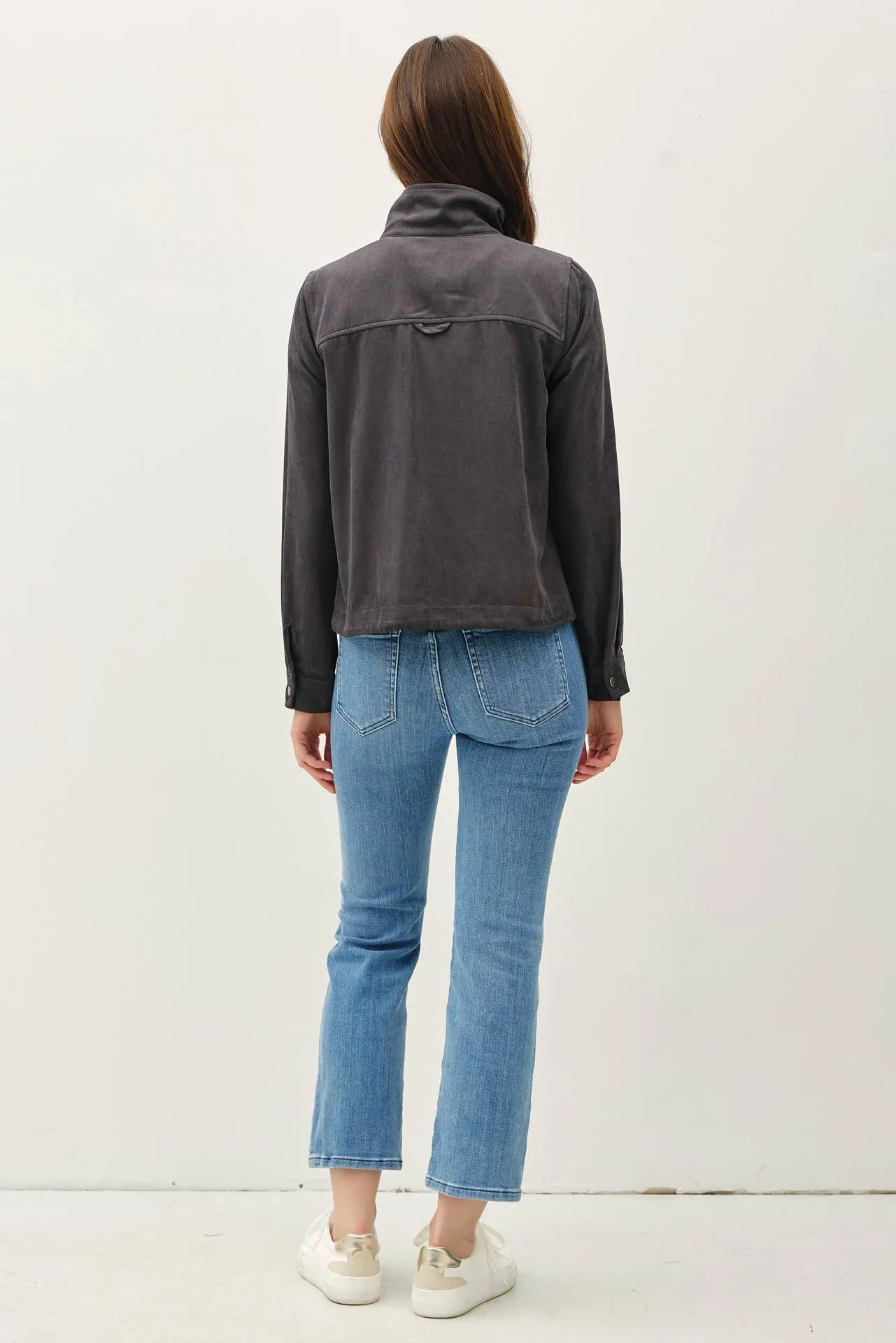 Cropped Utility Jacket - Charcoal