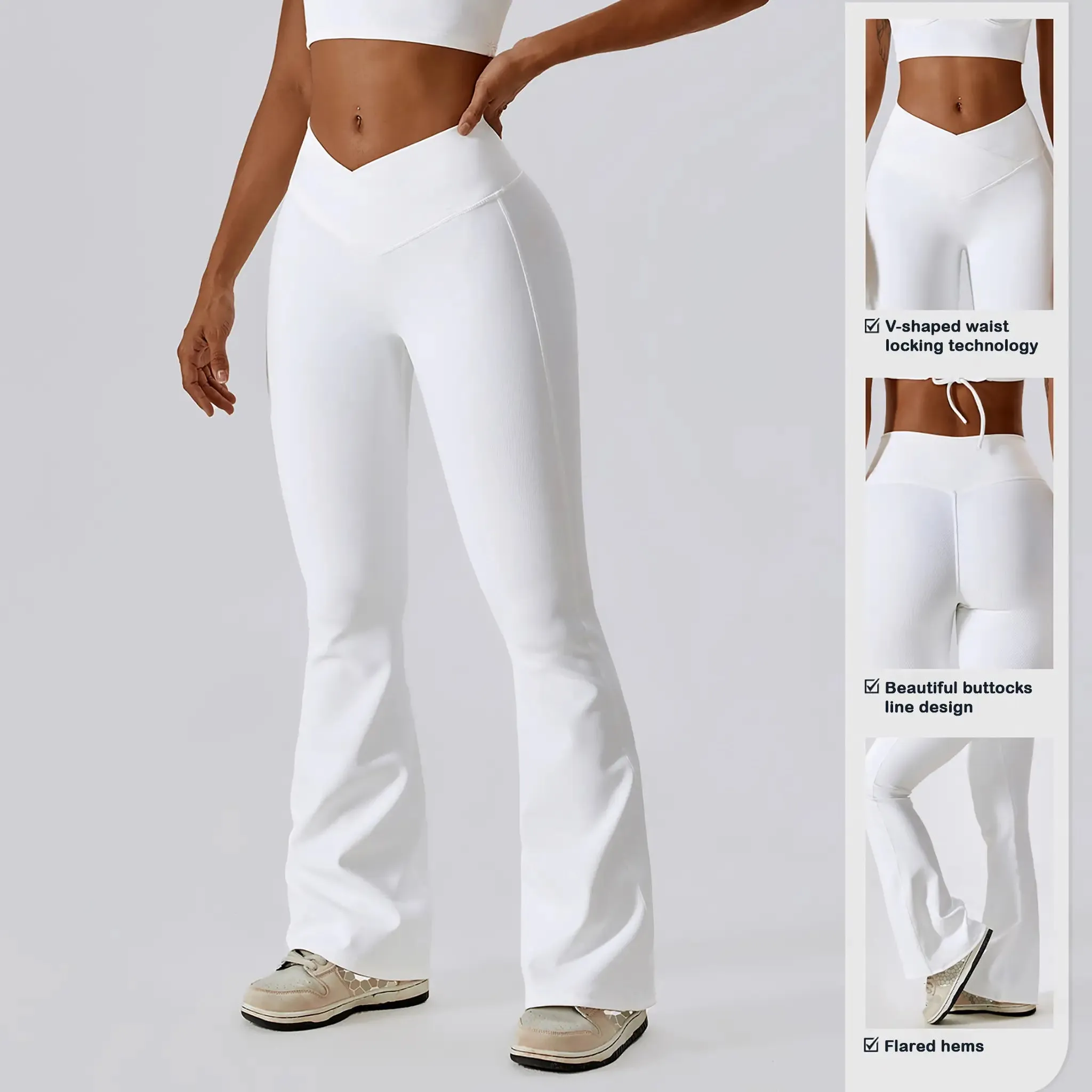 Cross High Waist Yoga Sports Bell-bottom Pants