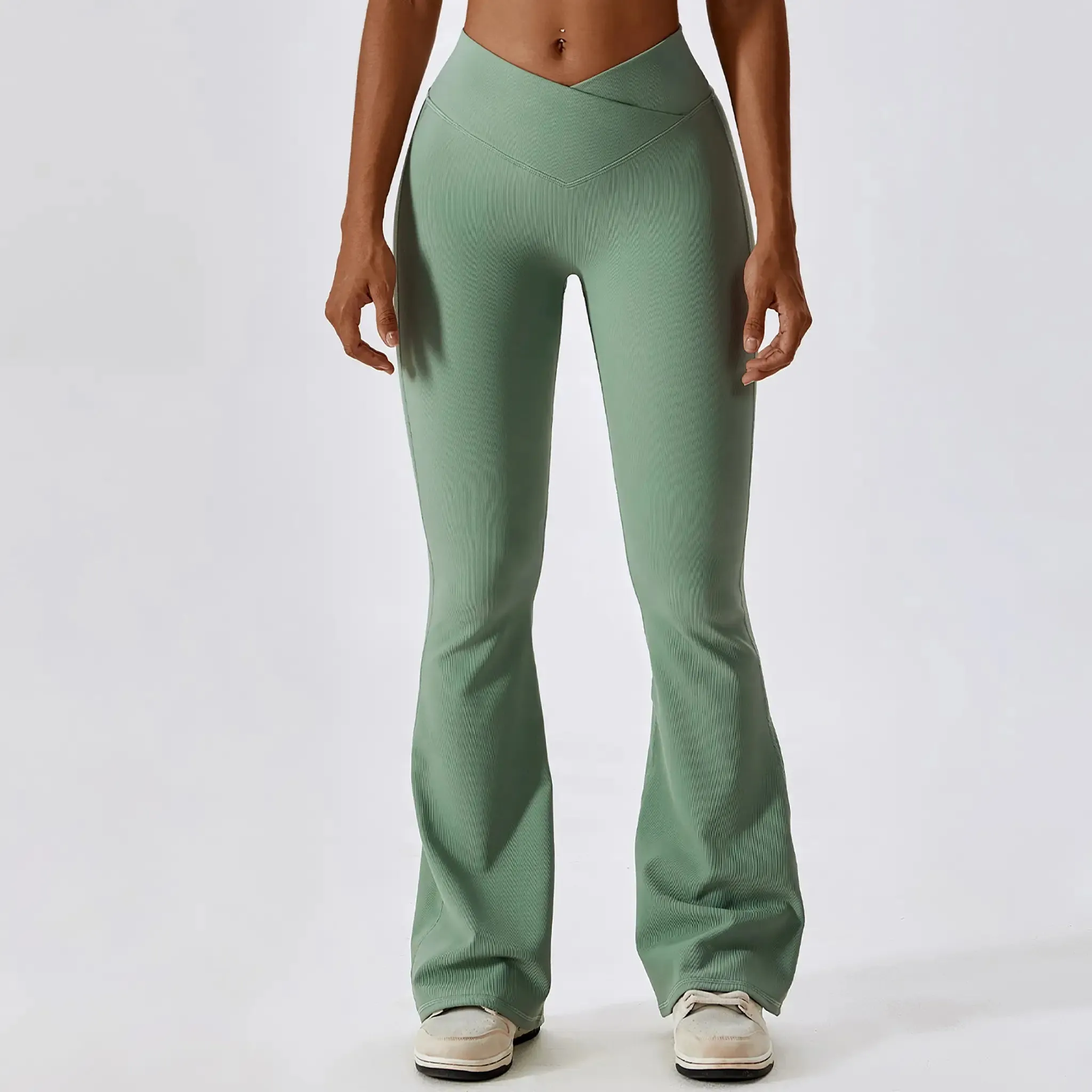 Cross High Waist Yoga Sports Bell-bottom Pants