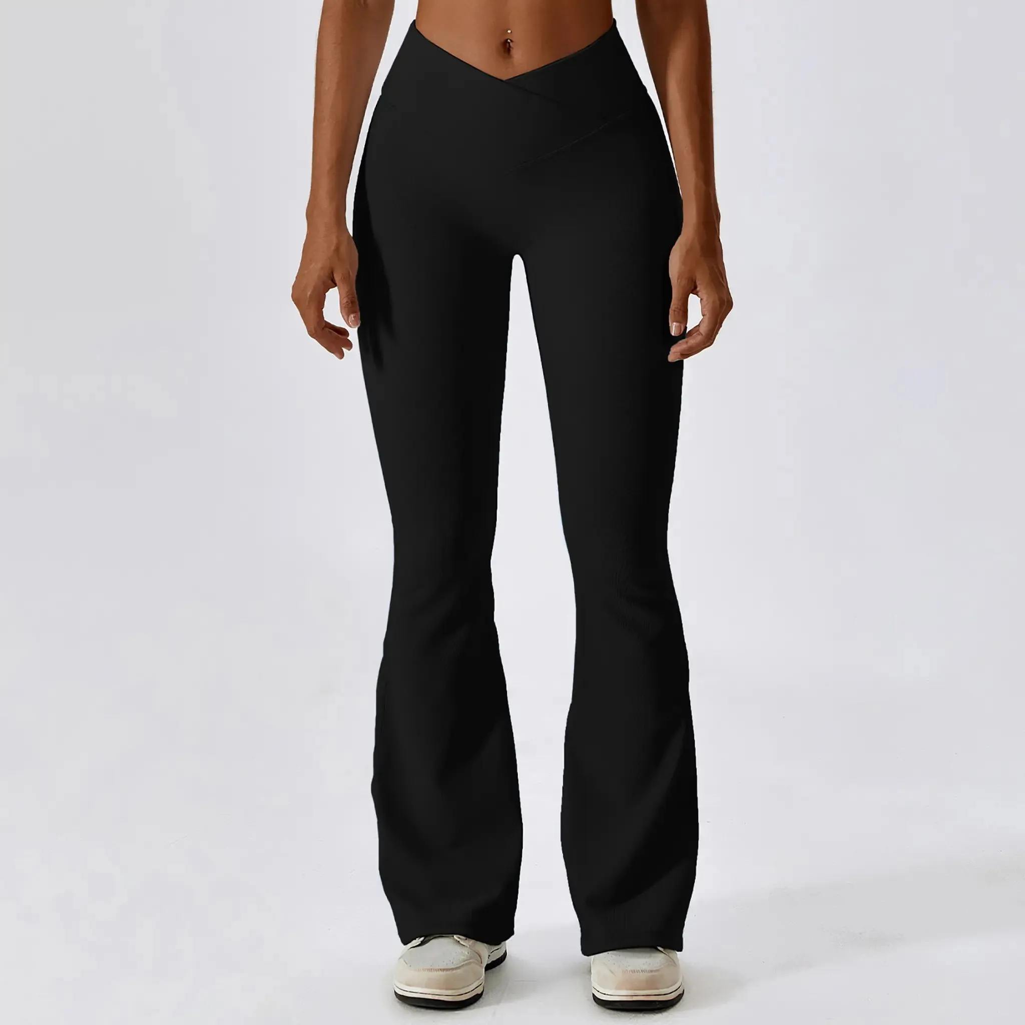 Cross High Waist Yoga Sports Bell-bottom Pants