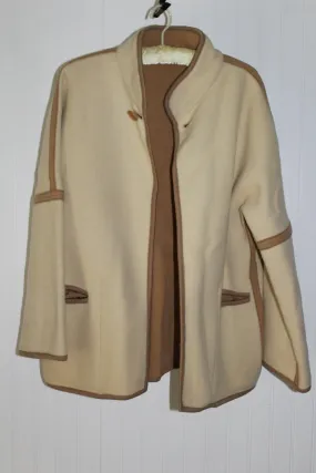 Cuddlecoat Wool Turnaround Jacket Reversible Cream Tan - Medium