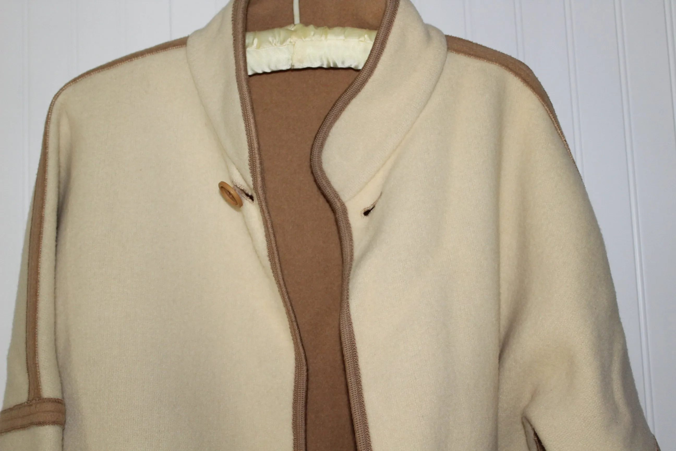 Cuddlecoat Wool Turnaround Jacket Reversible Cream Tan - Medium