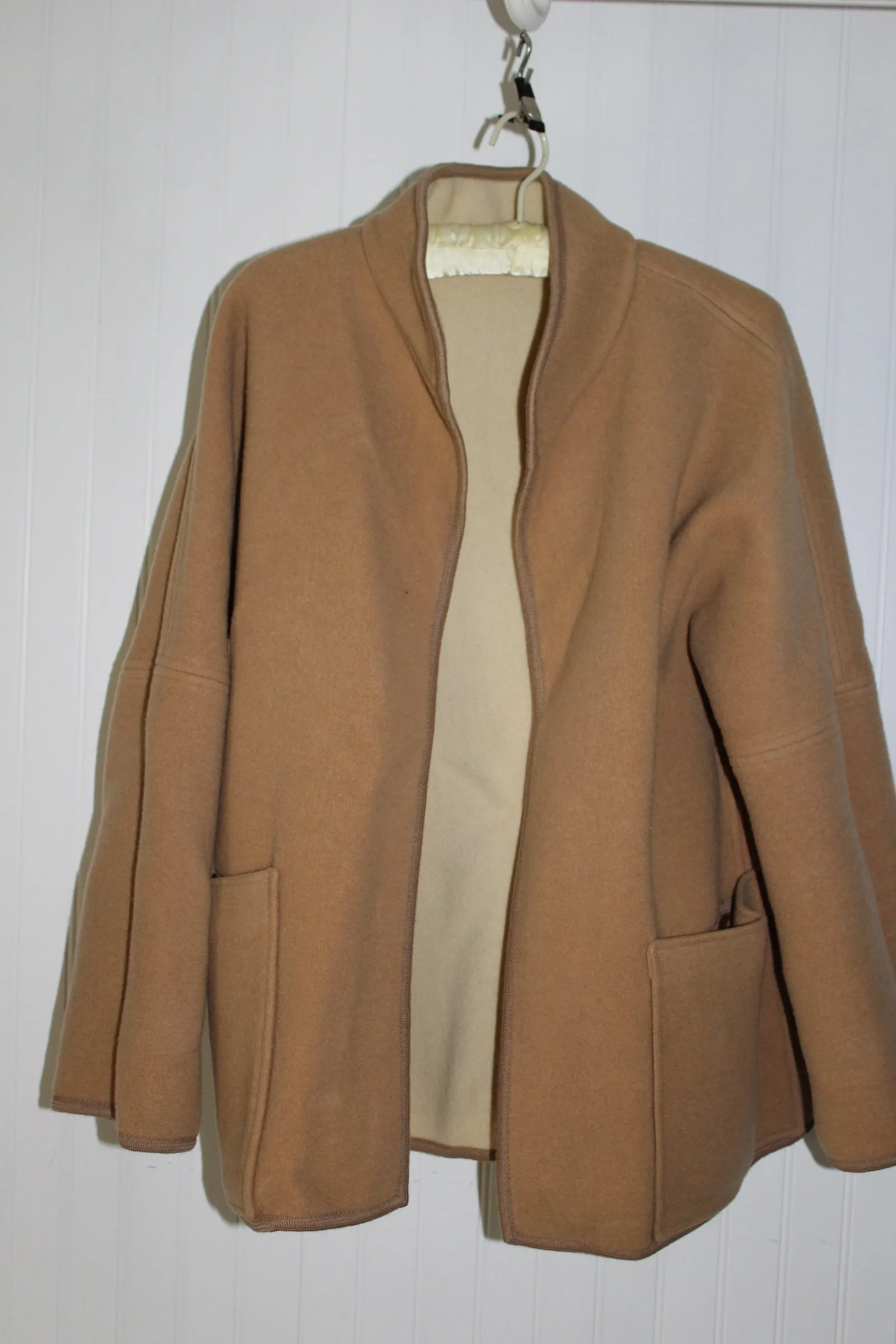 Cuddlecoat Wool Turnaround Jacket Reversible Cream Tan - Medium