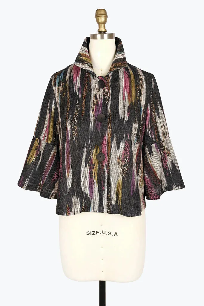 DAMEE CHEETAH BRUSH STROKE CROPPED JKT - 4944 - MLT
