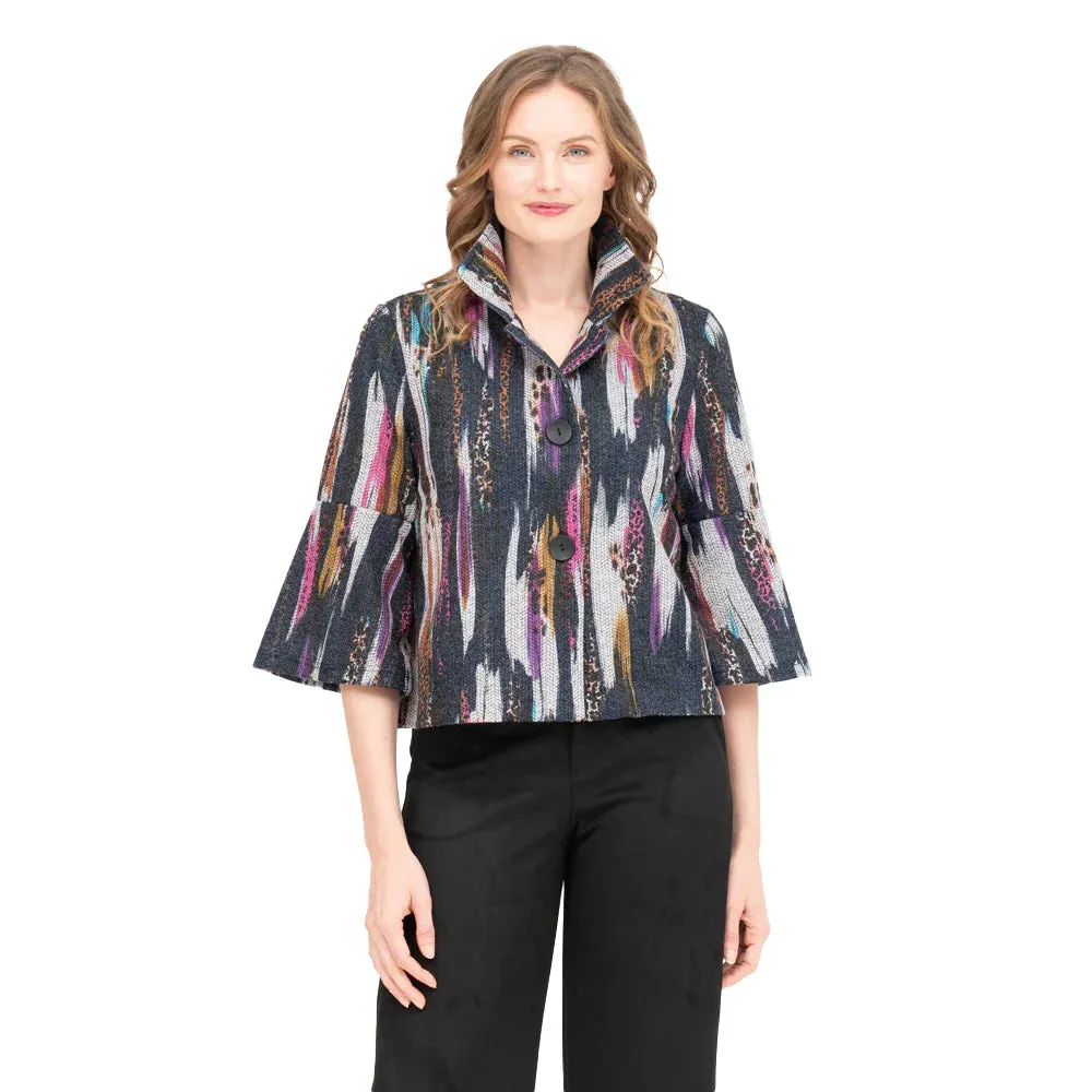 DAMEE CHEETAH BRUSH STROKE CROPPED JKT - 4944 - MLT