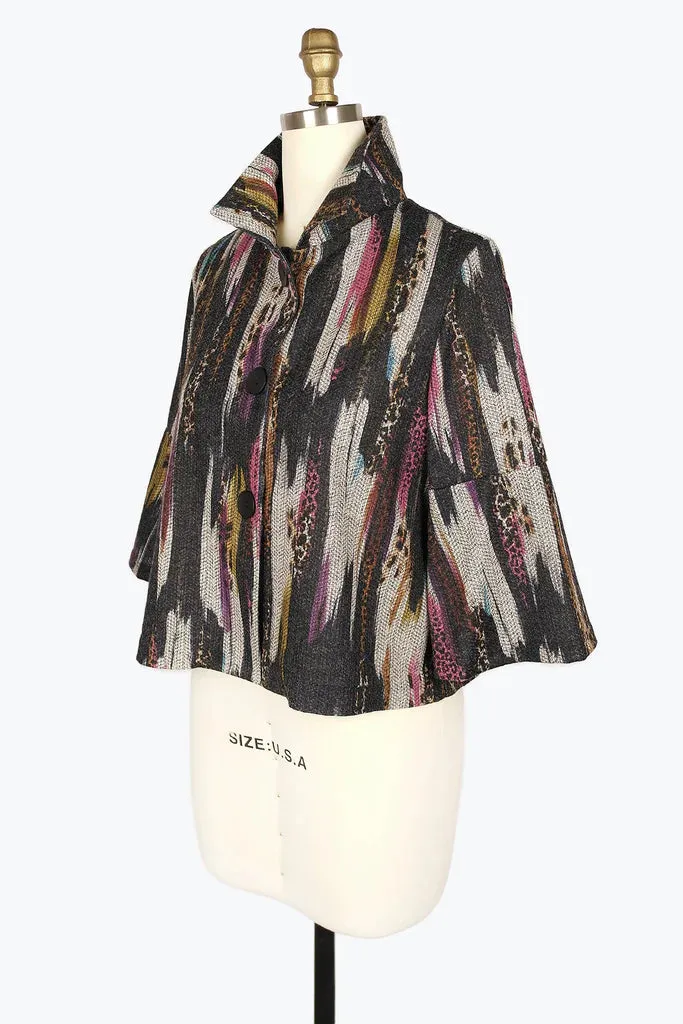 DAMEE CHEETAH BRUSH STROKE CROPPED JKT - 4944 - MLT
