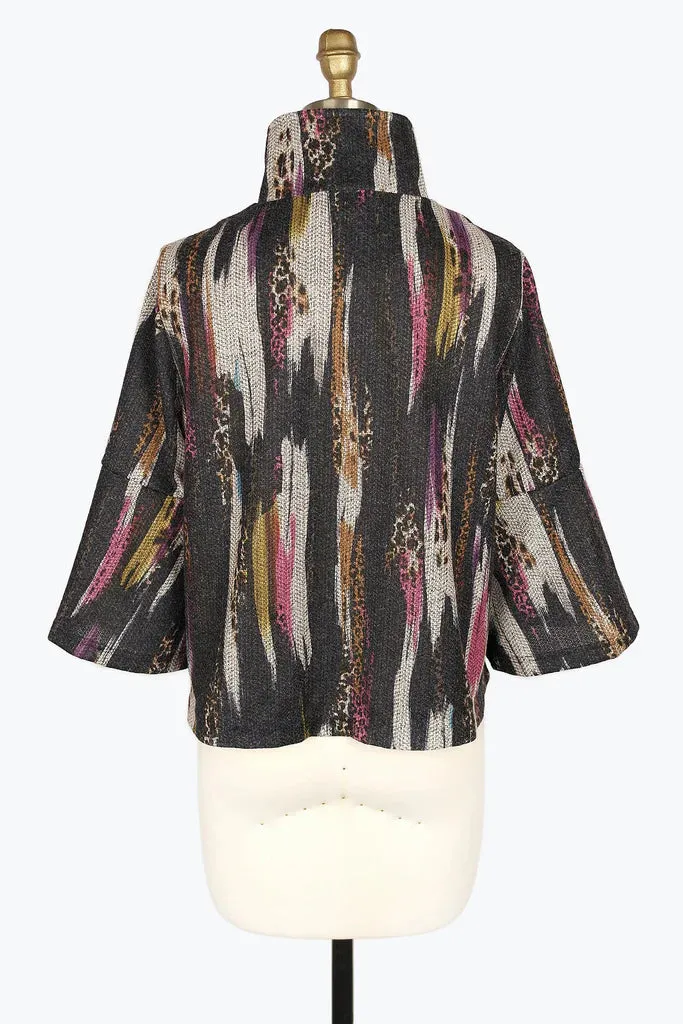 DAMEE CHEETAH BRUSH STROKE CROPPED JKT - 4944 - MLT