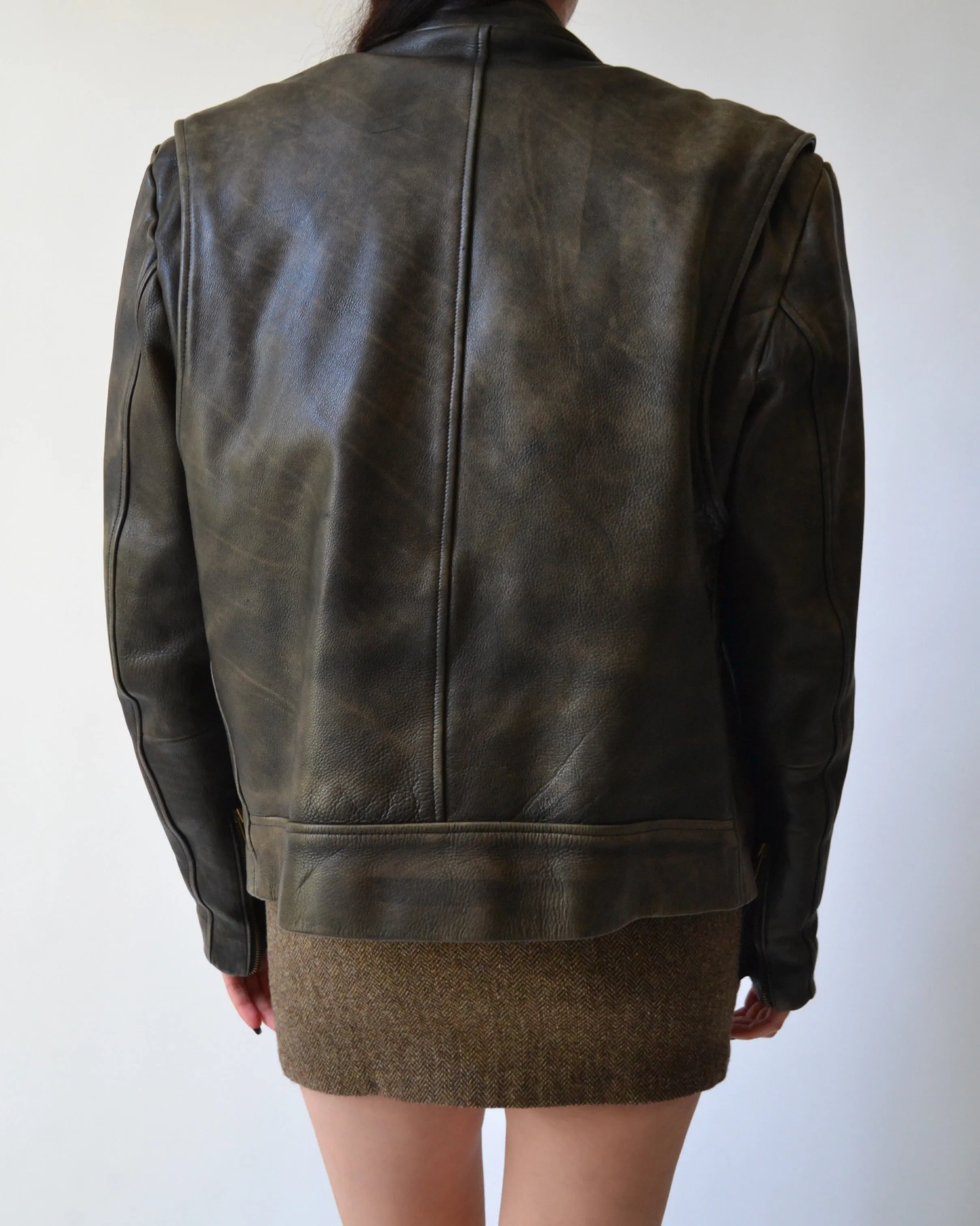 Distressed Leather Motorcycle Jacket