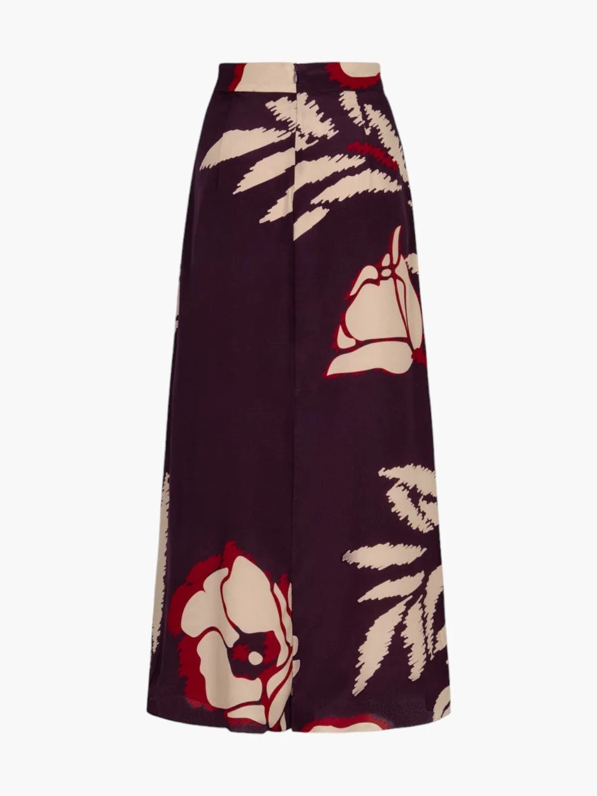 El Carmen Crepe Chine Midi Skirt | Purple Gladiolos