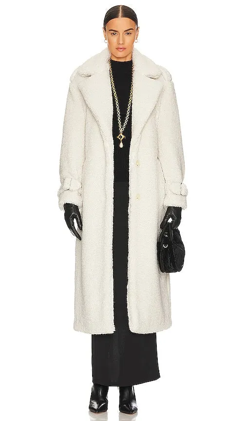Ena Pelly Harri Oversized Teddy Coat in Cream