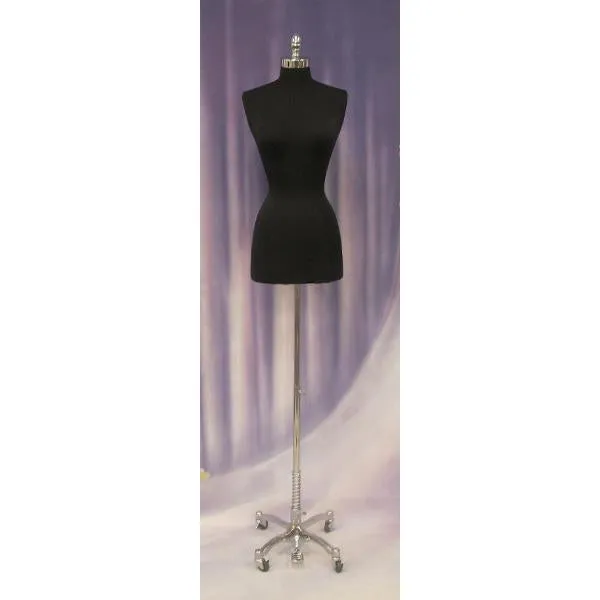 Female Display Dress Form on Chrome Rolling Base