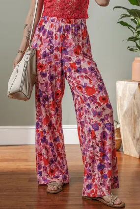 Floral Wide Leg High Waist Pants