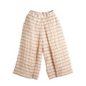 Front Pleated Long Culottes (Brown)